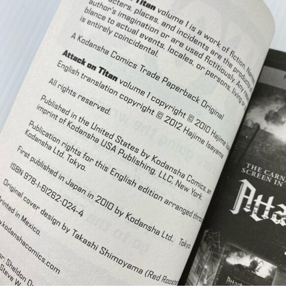 Attack on Titan Volume 1 Manga Novel by Hajime Isayama - Picture 11 of 12